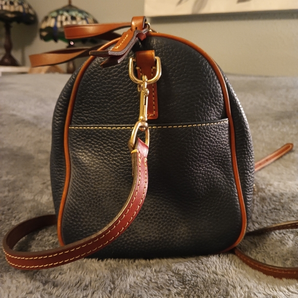 Dooney & Bourke Dark Navy and Brown Leather Satchel - Picture 3 of 16